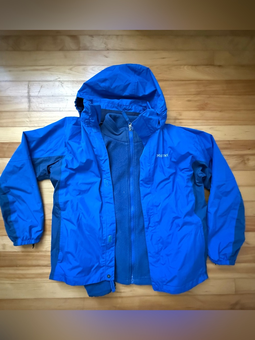 Marmot Youth Bright Blue Hooded Jacket with Inner Fleece